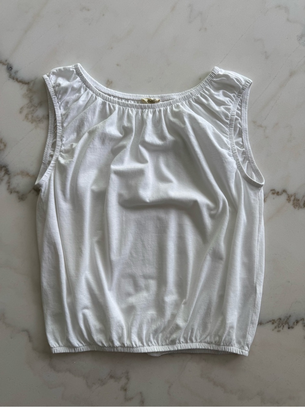 Madewell Boatneck Bubble Tee in White, Size Medium